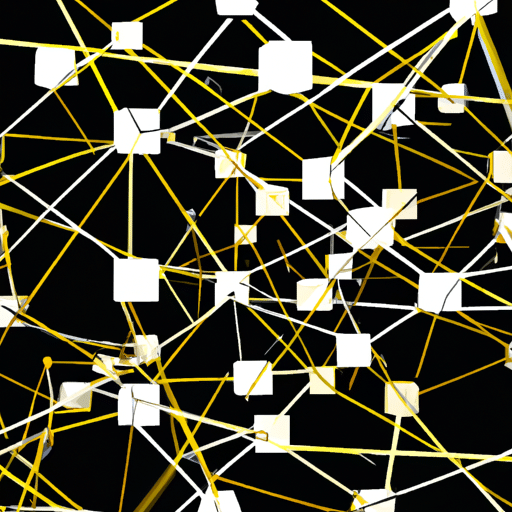 איור של רשת בלוקצ'יין המציגה את הצמתים ובלוקי הנתונים המחוברים זה לזה.