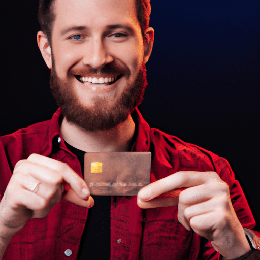 תמונה של אדם שמח מהיתרונות של כרטיס האשראי הקריפטו שלו