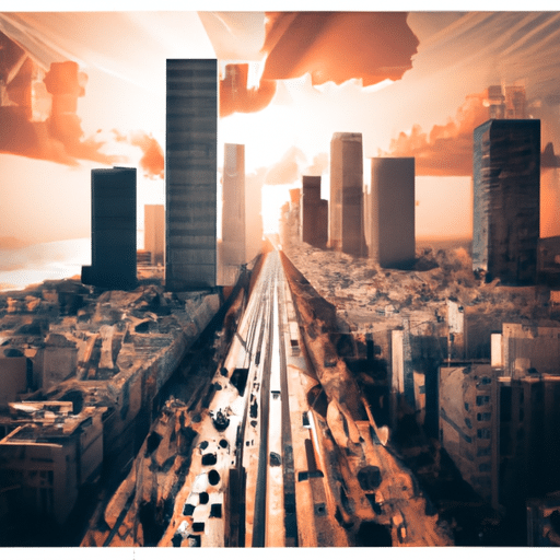 1. תמונה דינמית של קו הרקיע של תל אביב, המציגה את סצנת הטכנולוגיה ההומה של העיר